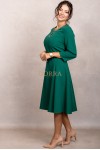 Rochie Monicca verde cu strass-uri la decolteu si curea